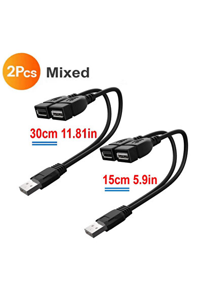 Choice 15cm - 30cm - 2pcs 2-Port USB Cable, USB Male to Female Splitter Exten...