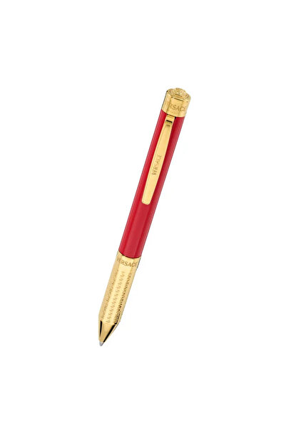 Versace Pirene Red Barrel Gold Stainless Steel Ballpoint Pen for Men