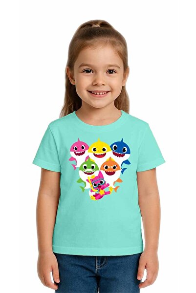 SEDİRLİ Tricou unisex Baby Shark cu imprimeu pentru copii, bumbac bucăți, bum...