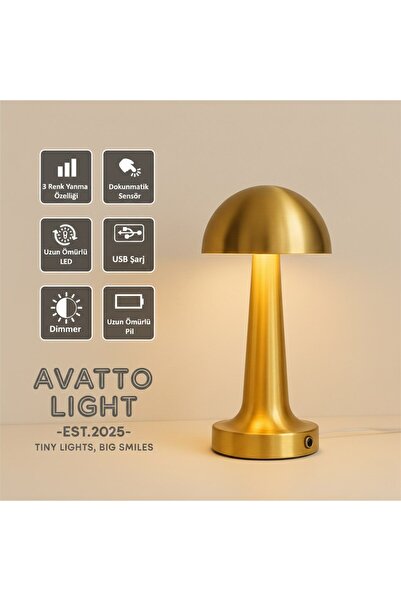Avatto Dokunmatik Mantar Masa Lambası Şarjlı LED Gece Lambası Retro Dekoratif...
