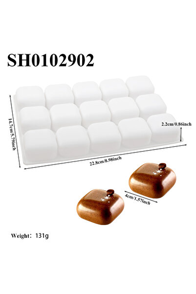 Choice SH0102902 15 Cavity Square Stone Mousse Cake Mold Cube shaped Chocolat...