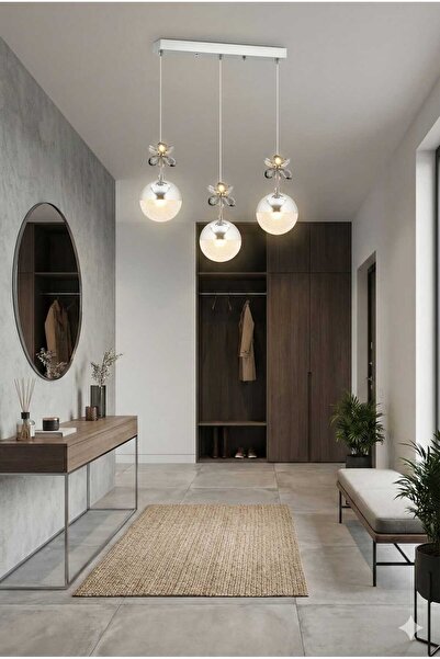 Bohem Aydınlatma Krom 3 Top Sarkıt Masa Üstü Modern 3 Renk LED Avize
