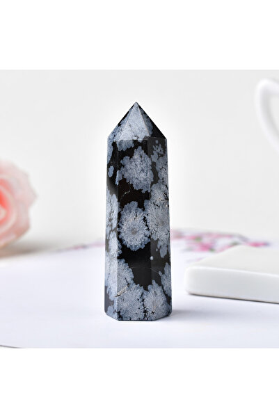 Choice حجر أوبسيديان ندفة الثلج الطبيعي، 60-70 مم، رأس بلوري من الكوارتز، عصا...