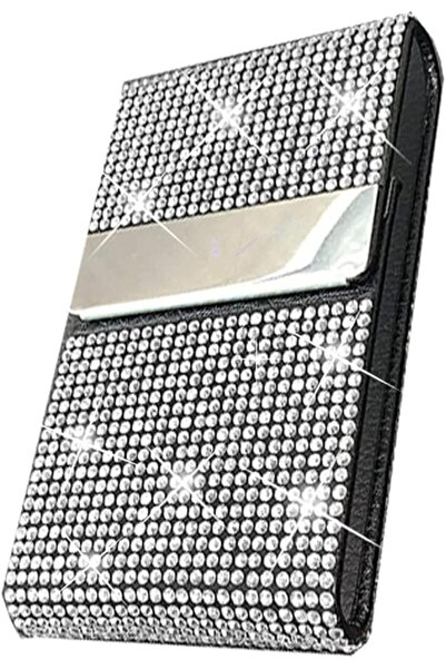Arabest حامل بطاقات عمل، جراب من الجلد الصناعي مزين بأحجار الراين الكريستالية...