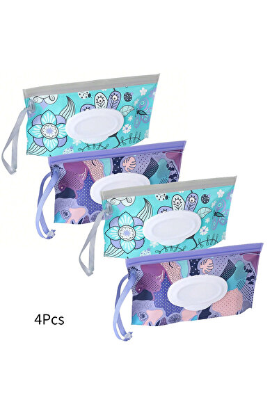 Choice علبة مناديل مبللة محمولة للأطفال، تحتوي على 2 علبة زرقاء و2 علبة بنفسج...