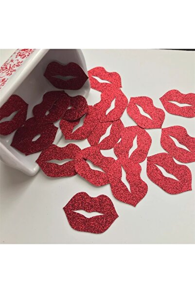 Choice R01 100 قطعة من قصاصات ورق لامعة على شكل شفاه حمراء لحفلات توديع العزو...