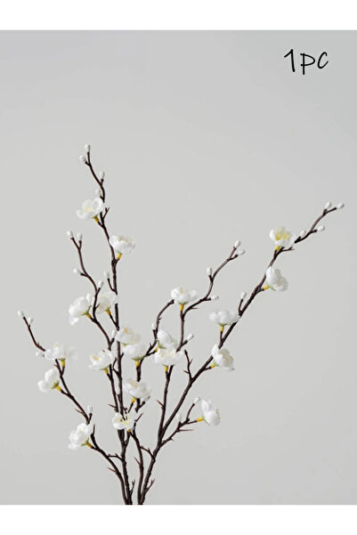 Choice زهرة اصطناعية بيضاء قطعة واحدة، زهرة برقوق بيضاء، ساق طويلة صناعية 21....