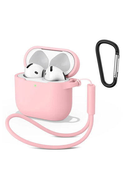 Choice جراب سيليكون ناعم وردي اللون لسماعات AirPods 4، غطاء سماعة بلوتوث لاسل...