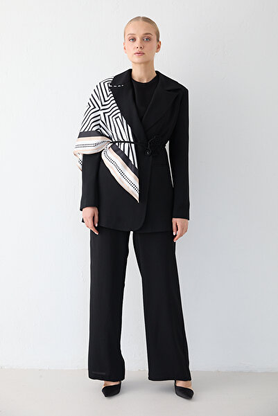 Melike Tatar Set jachetă crep cu eșarfă 32-2619