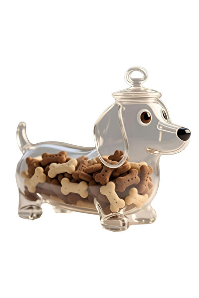 Choice علبة طعام زجاجية على شكل كلب داشهوند لطيف، مع غطاء.