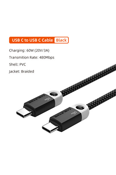 Choice 2m White CABLETIME USB C to USB C Cable 60W 480Mbps Fast Charging Cabl...