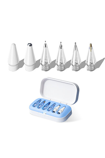 Choice مجموعة من 6 قطع زرقاء، 4/6 قطع رؤوس بديلة لقلم Apple Pencil Pro/الجيل ...