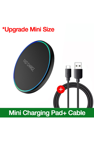 Vikefon Black with cable 30W Mini Wireless Charger Pad LED Light For iPhone 1...