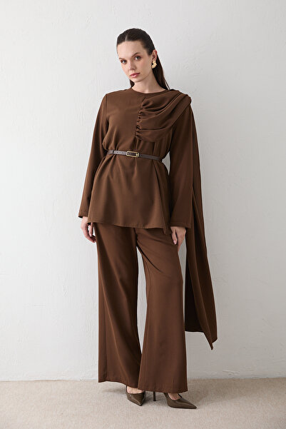 Melike Tatar Belted Shawl Detailed Set 32-2606