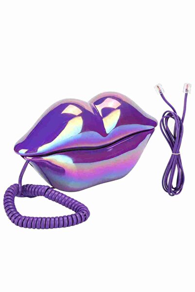 Choice هاتف أرضي مكتبي مطلي بالكهرباء بتصميم شفاه بنفسجية إبداعية (جديد) للمن...