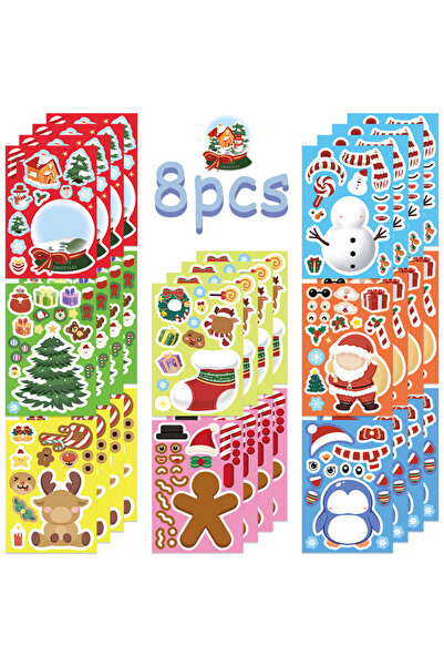 Choice ٨ قطع من ملصقات عيد الميلاد المجيد، ملصقات كرتونية لرجال الثلج والأيائ...