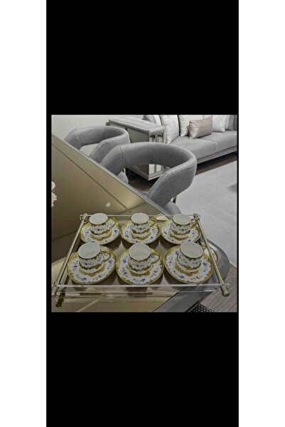 innossa pleksi dekorasyon Matgold Pipe Handle 6-Person Tea&Turkish Coffee Cup...