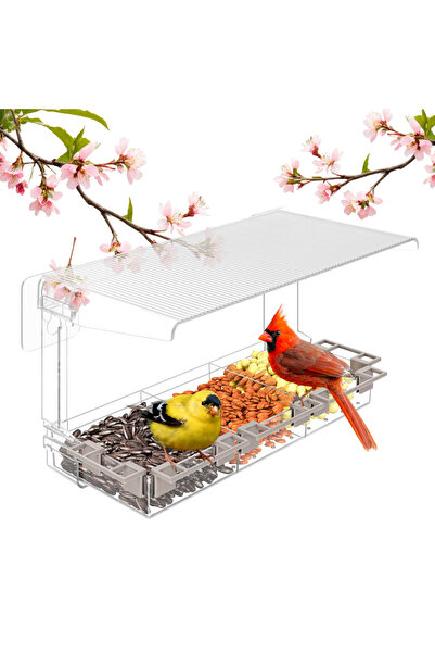 Choice مغذي طيور شفاف للنافذة، مغذي طيور طنان للحدائق الخارجية والفناء، مغذي ...