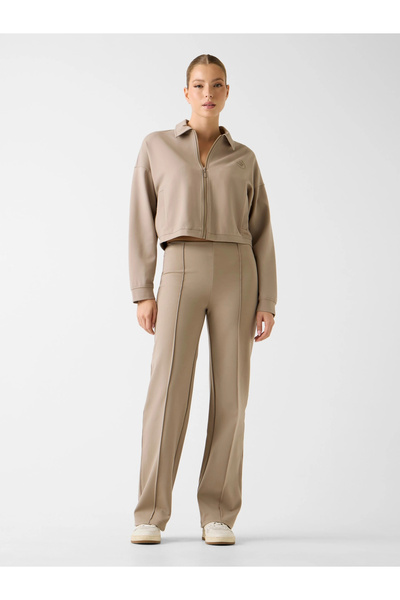 Guess Annie Short Full Zip Women's Beige Jacket V6Rq17Kd822-G1O3