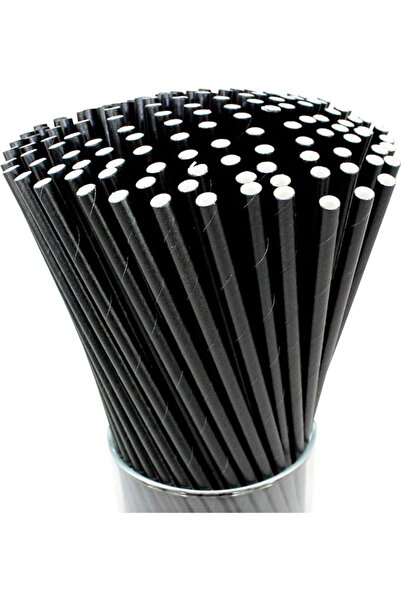 Choice black [100pcs] 197mm*6mm Extra Durable Paper Straws Biodegradable- Pre...