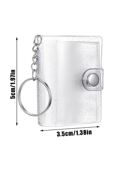 Choice سلسلة مفاتيح ألبوم صور صغير أبيض اللون، 24 جيبًا، حامل صور شفاف محمول،...