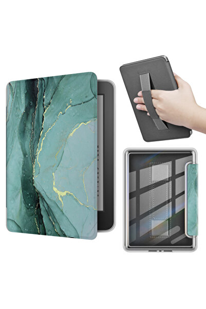 Choice RS23CV 2024 6 inch Green Marble Clear Back Smart Case For New Kindle P...
