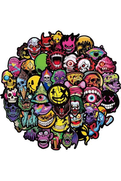 Choice ٥٠ قطعة من ملصقات الجماجم المضيئة في الظلام، ٥٠ قطعة من ملصقات الرعب ا...