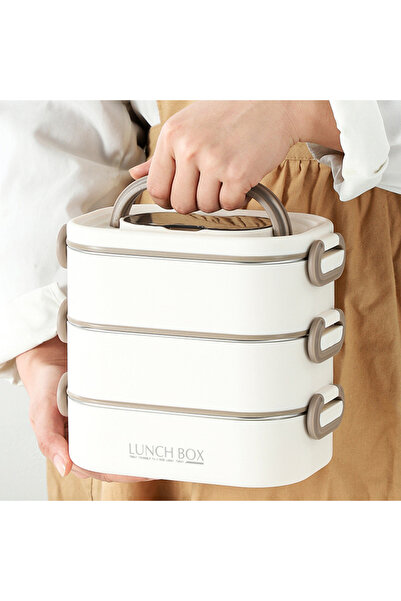 Choice 3 3-layer bento box 2400ml three-layer lunch box, lunch box with spoon...