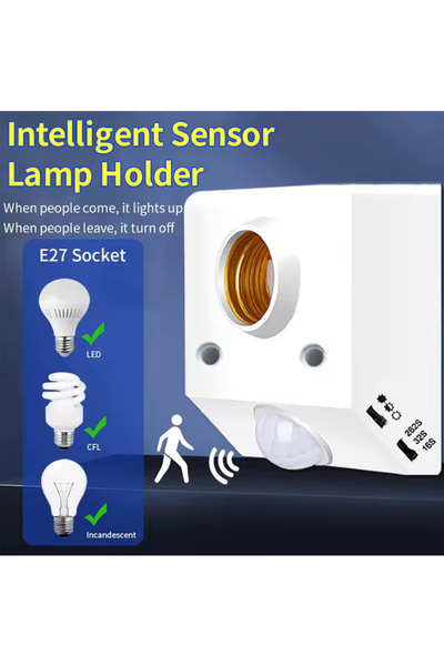 Choice مقبس إضاءة بمستشعر حركة PIR، قاعدة لمبة LED E27، مستشعر الأشعة تحت الح...