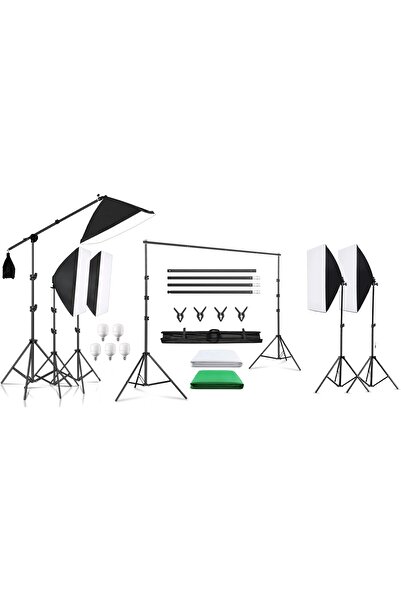 AZT Ürün Reklam Stüdyo Fotograf 50x70cm Softbox 325w Sürekli Işık 200x300cm B...