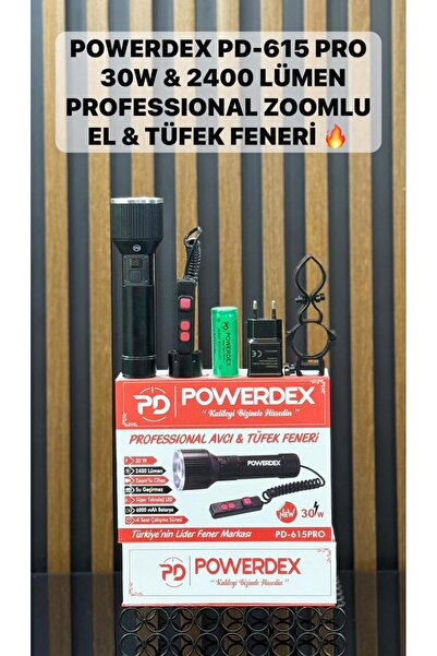 powerdex Pd-615 Pro 30W & 2400 Lümen Profesyonel Zoomlu El & Tüfek Avcı Fener...
