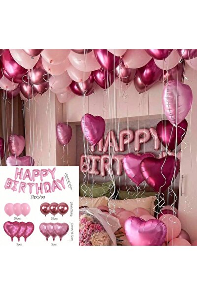 Choice Other 49pcs 49pcs Pink Balloons Heart Balloons"HAPPY BIRTHDAY"Banner B...
