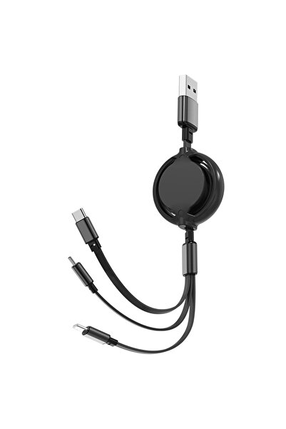 Choice 1 متر 07 3 في 1 كابل USB قابل للسحب بيانات كابل آيفون متعدد المنافذ مت...