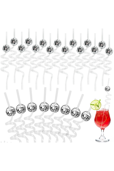 Choice 6pcs 6pcs Glitter Mirror Disco Ball Straws 70s Disco Bachelorette Part...