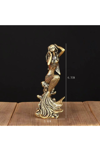 Choice Light Grey Statue Brass Mermaid Figure Home Decoration Living Room Scu...