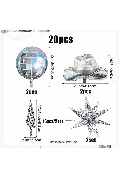 Choice مجموعة بالونات ديسكو فضية أخرى مكونة من 20 قطعة، مثالية لتزيين حفلات ا...