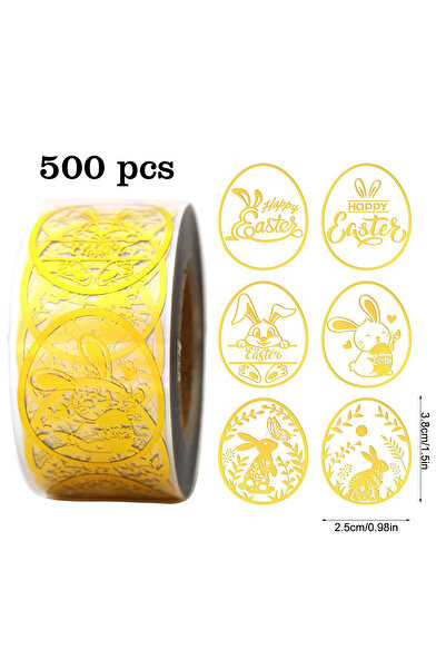 Choice A 500Pcs Easter Golden Paper Stickers Bunny Eggs DIY Sealing Label Sti...