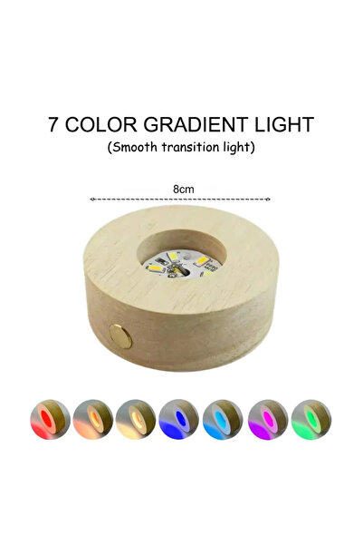 Choice Colorful Light 8CM Round Solid Wooden Light Base LED Wooden Night Ligh...