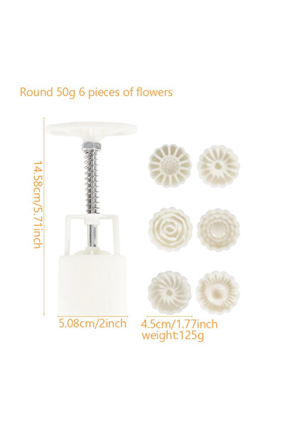 Choice 50g round 6-piece A 50g/75g/100g Jelly Mooncake Mould Plastic Mooncake...