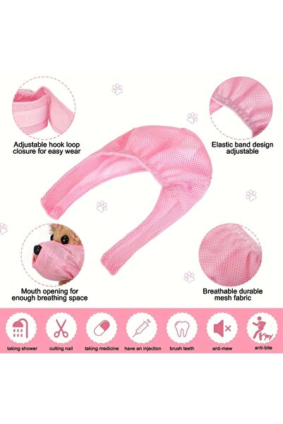 choice2 كمامة قطط وردية قابلة للتعديل ومريحة، مصنوعة من شبكة مسامية، مثالية ل...