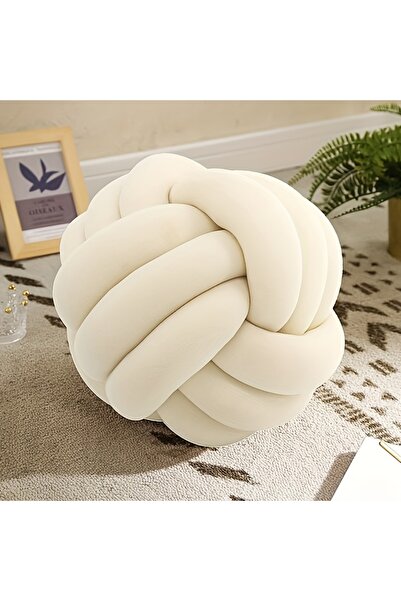 Choice وسادة بيضاء معقودة على شكل كرة، مقاس 23×23 سم، قطعة واحدة. وسادة ظهر أ...
