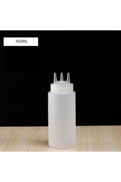 Choice 450ml 3 hole Plastic Squeeze type Condiment Bottle with 3 Nozzles Cond...