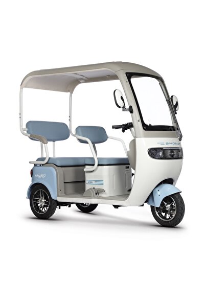 Skyjet Skycar Elektrikli Moped Beyaz Mavi