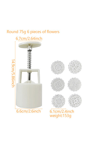 Choice 75g round 6-piece C 50g/75g/100g Jelly Mooncake Mould Plastic Mooncake...