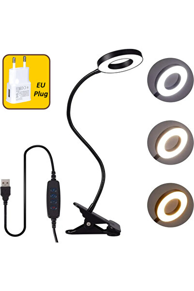 Choice مصباح مكتبي بمشبك، مزود بقابس أوروبي و48 مصباح LED، قابل للتعديل بزاوي...