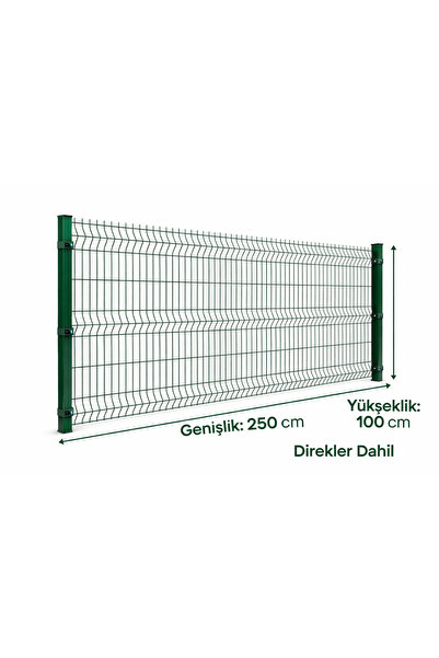 msy garden fenc 100 x 250 cm 9 Adet ( 22.5 MT ) Yeşil Panel Çit 10 adet direk...