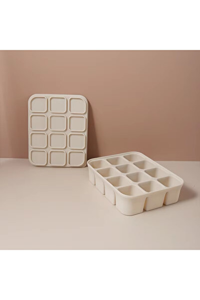 Choice قالب مكعبات ثلج سيليكون مربع الشكل، سهل الفك، مع غطاء، ١٢ خانة.