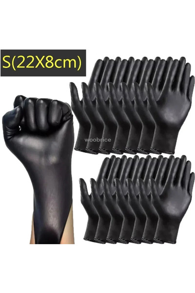 Choice9 50pcs S-22x8cm 50/100/200pcs Disposable Black Nitrile Gloves, Kitchen...