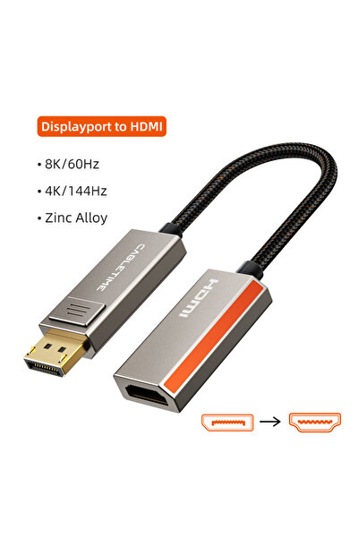 Choice محول كابل تايم USB-C إلى منفذ العرض بدقة 8K 60Hz ودقة 4K 144Hz وتقنية ...