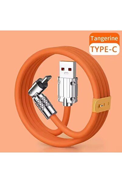 Choice3 2m Orange 540 Degree Rotating Type C Fast Charge Cable 6A 120W USB Qu...